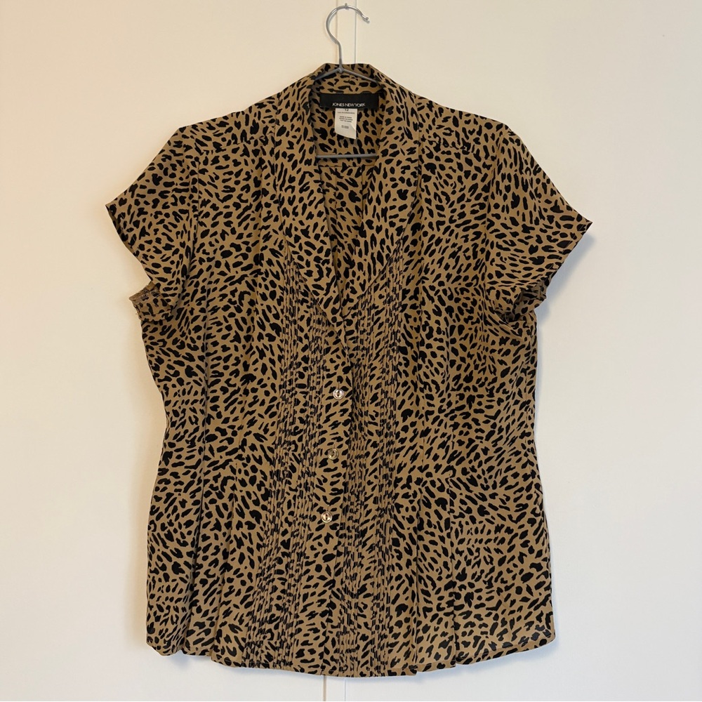 Silk Jones New York Animal Print Blouse 12